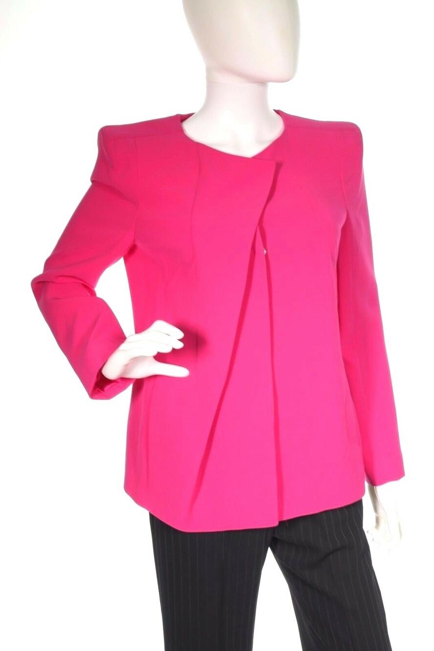 Giorgio Armani Womens Fuchsia Pink Silk Collarless Blazer Jacket Size 42